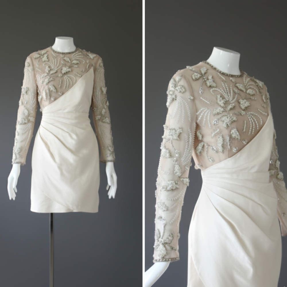 Elegant Cream Embellished Dress